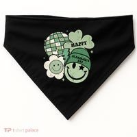 St Patricks Day Retro Smile Disco Party USA-Made Doggie Bandana thumb 0