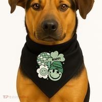 St Patricks Day Retro Smile Disco Party USA-Made Doggie Bandana thumb 1