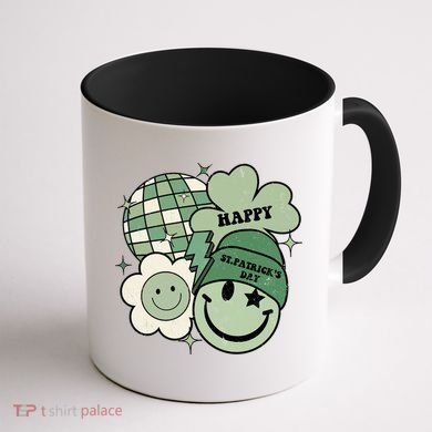 St Patricks Day Retro Smile Disco Party Coffee Mug back