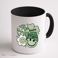 St Patricks Day Retro Smile Disco Party Coffee Mug thumb 1
