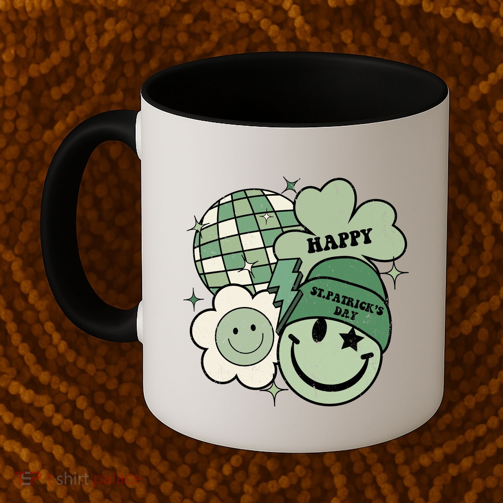 St Patricks Day Retro Smile Disco Party Coffee Mug