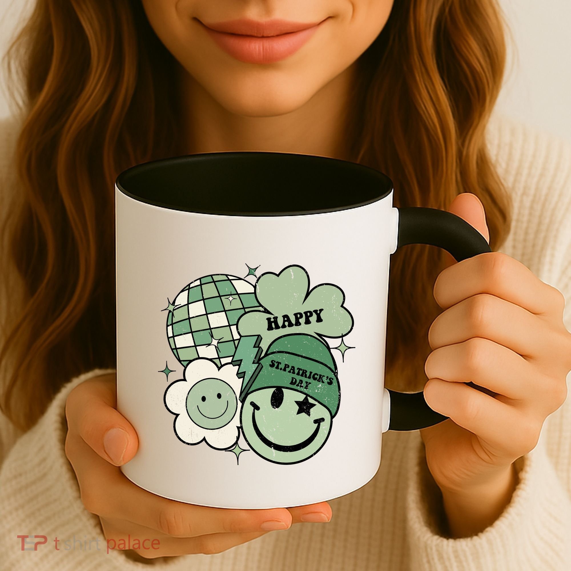 St Patricks Day Retro Smile Disco Party Coffee Mug
