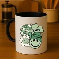 St Patricks Day Retro Smile Disco Party Coffee Mug thumb 4