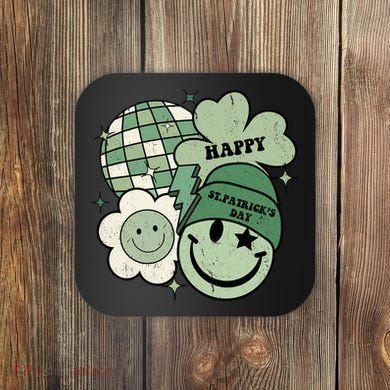 St Patricks Day Retro Smile Disco Party Coaster
