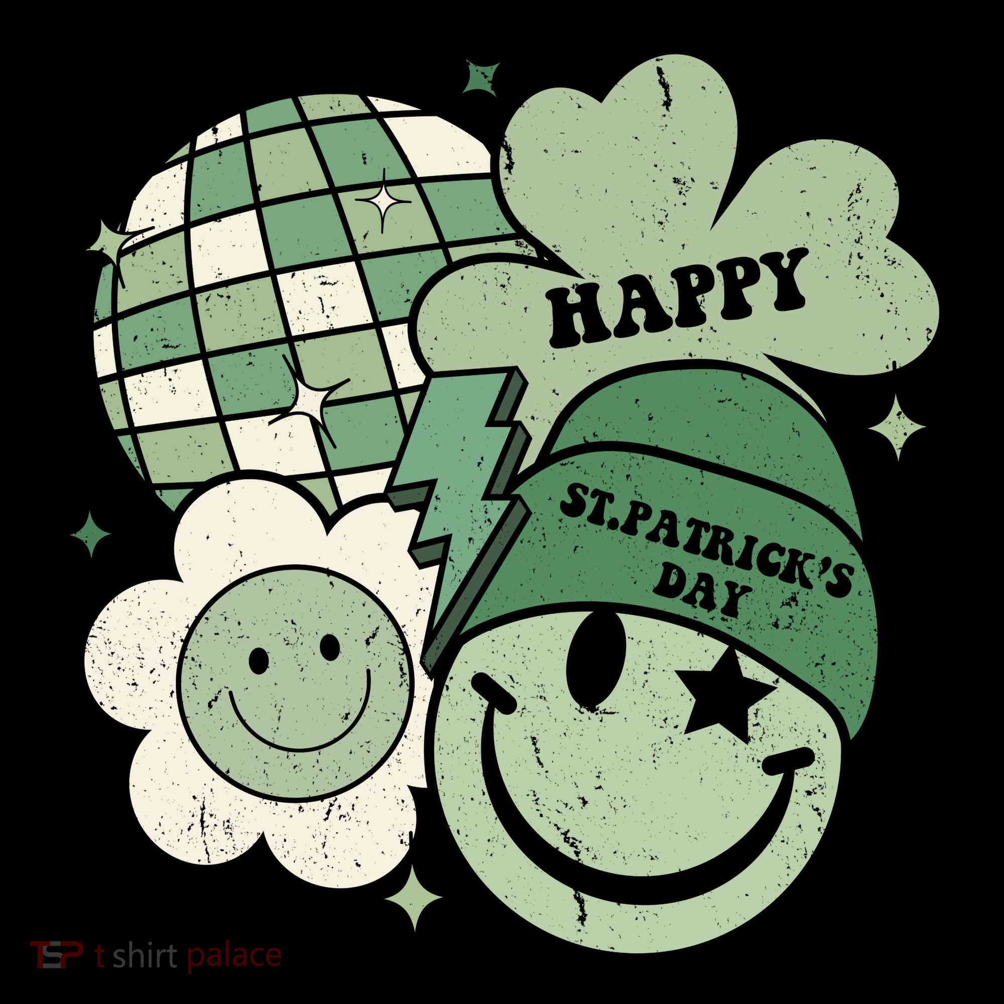 St Patricks Day Retro Smile Disco Party Ornament