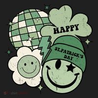 St Patricks Day Retro Smile Disco Party Golf Towel thumb 3