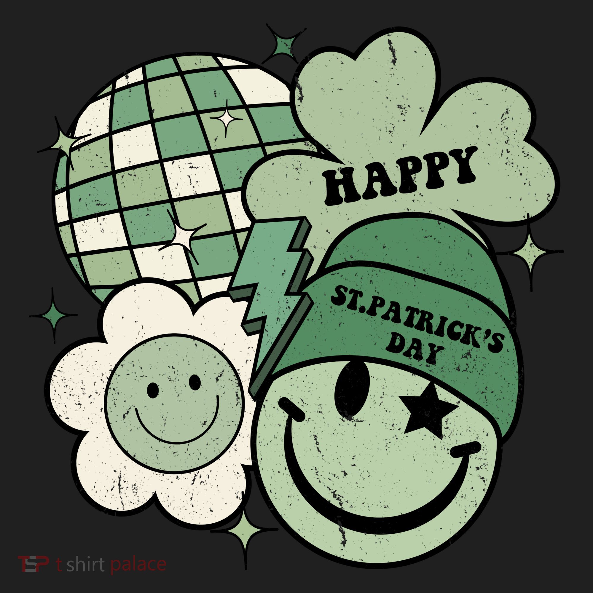 St Patricks Day Retro Smile Disco Party Golf Towel