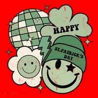 St Patricks Day Retro Smile Disco Party Santa Hat thumb 1