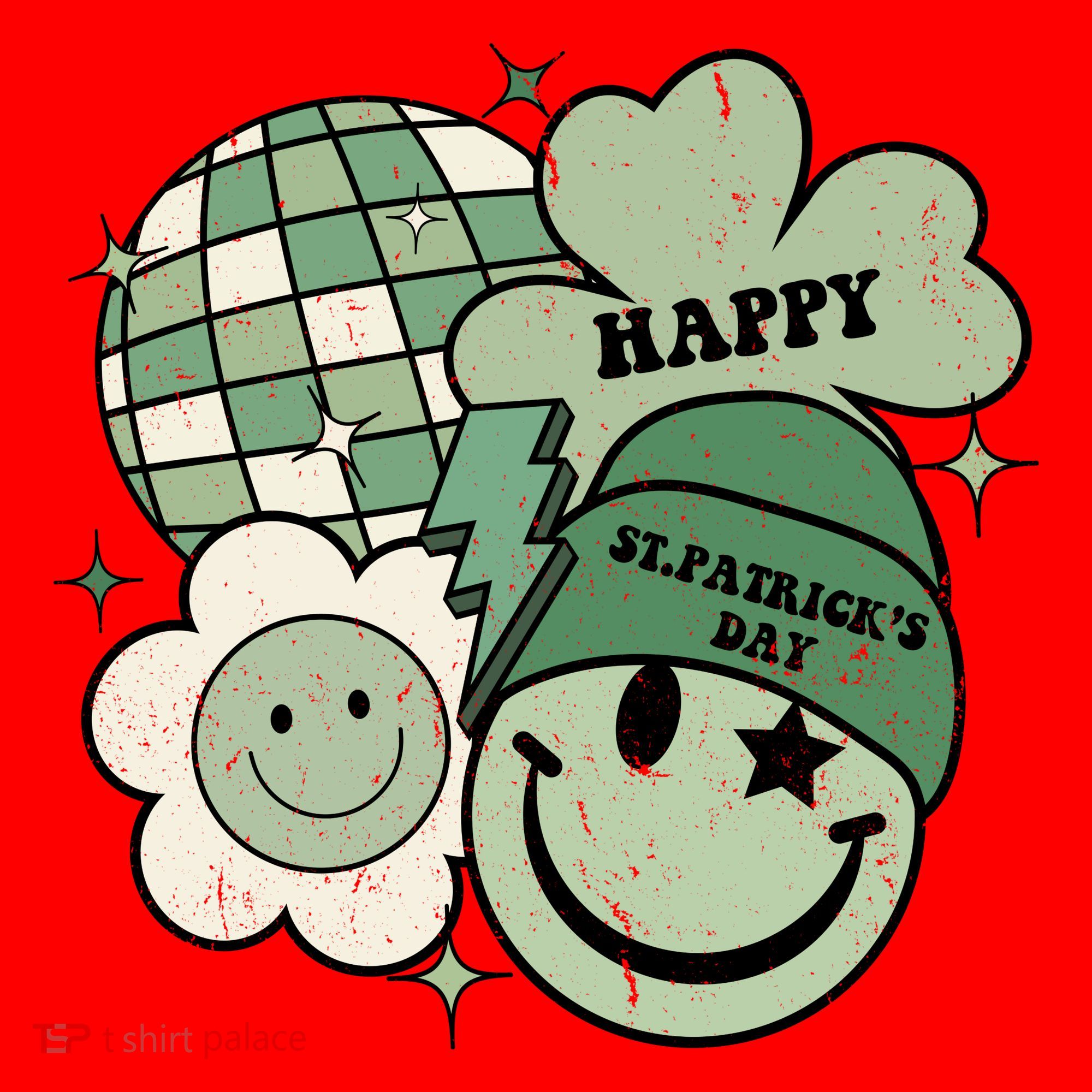 St Patricks Day Retro Smile Disco Party Santa Hat