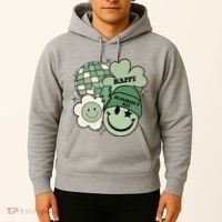 St Patricks Day Retro Smile Disco Party Hoodie thumb 2