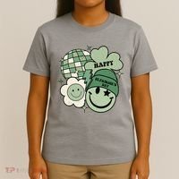 St Patricks Day Retro Smile Disco Party T-Shirt thumb 4