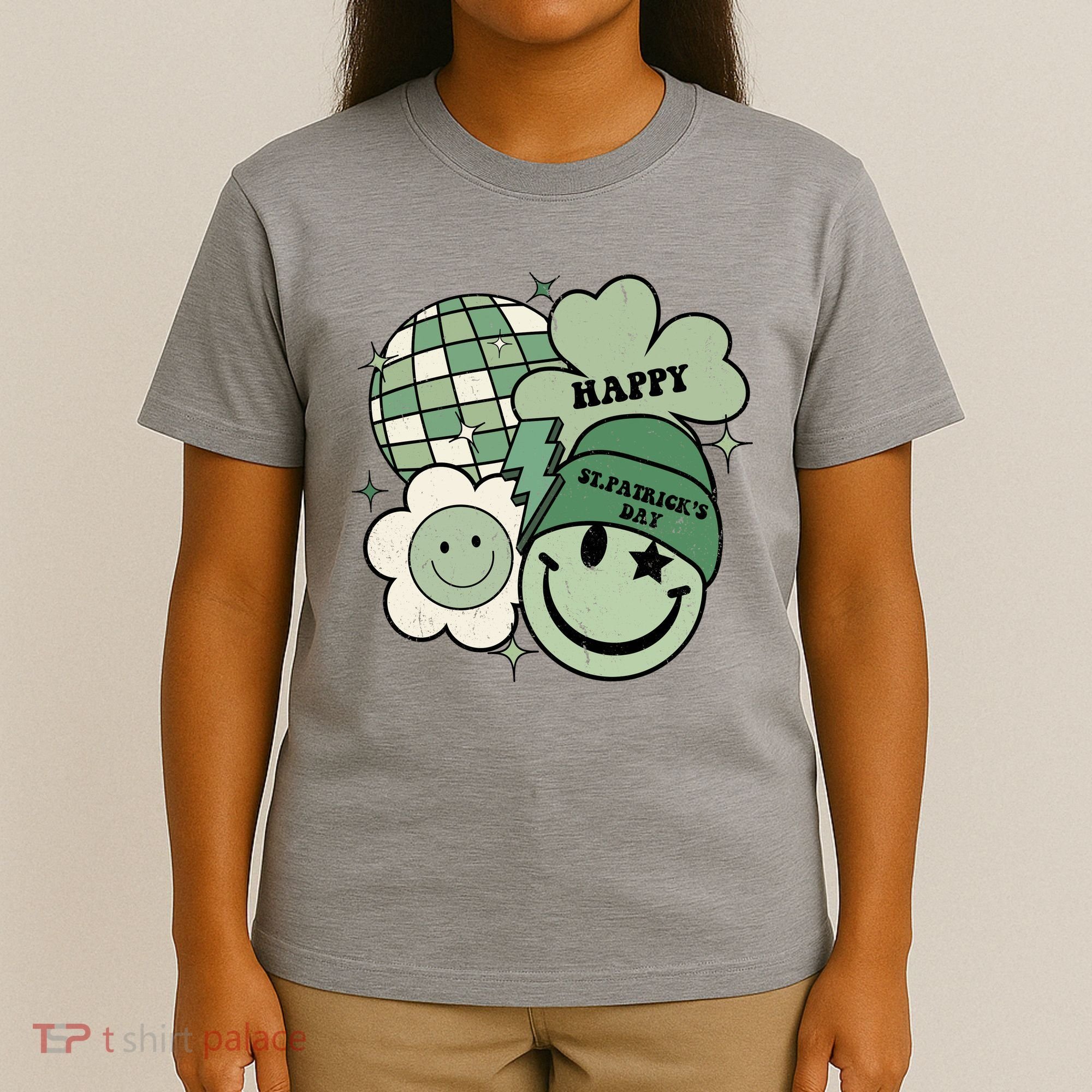 St Patricks Day Retro Smile Disco Party T-Shirt