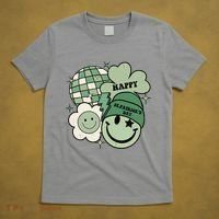St Patricks Day Retro Smile Disco Party T-Shirt thumb 5
