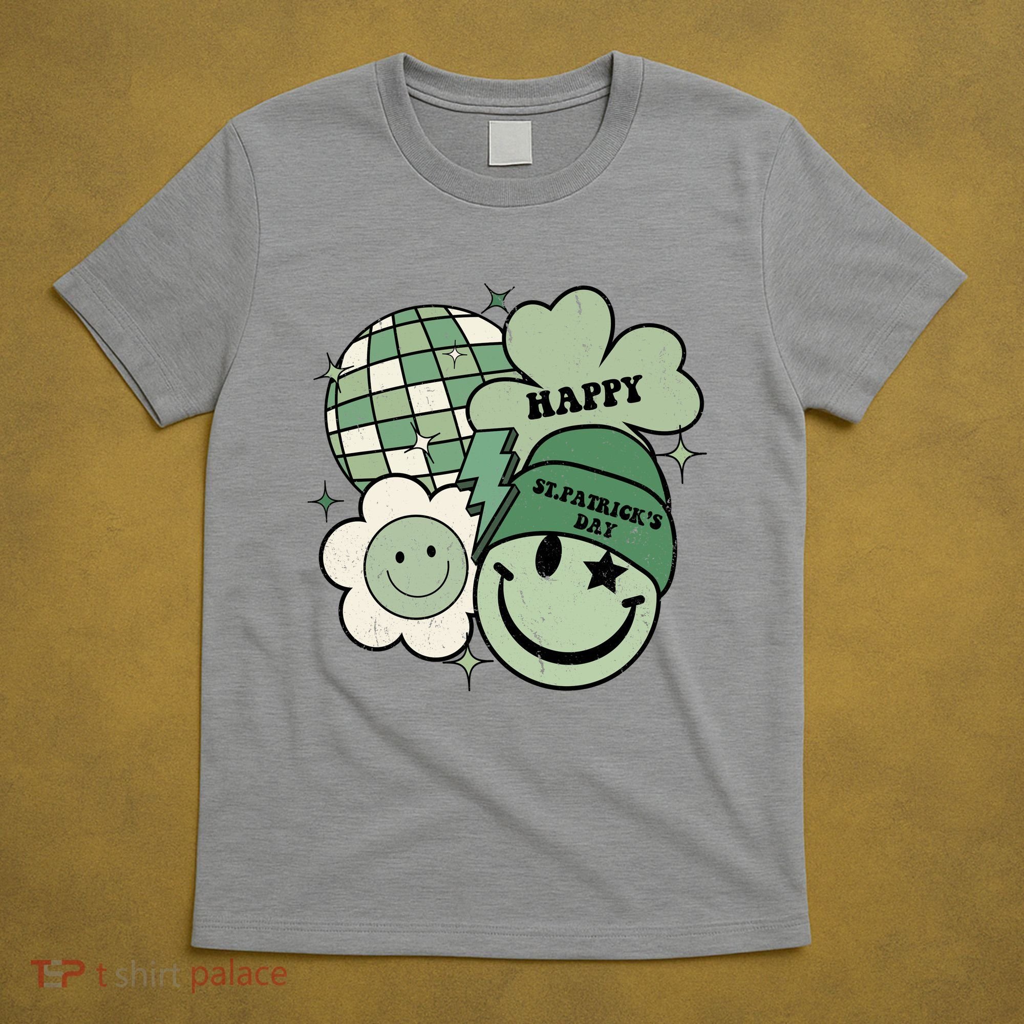 St Patricks Day Retro Smile Disco Party T-Shirt