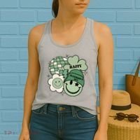 St Patricks Day Retro Smile Disco Party Women's Tank Top thumb 2
