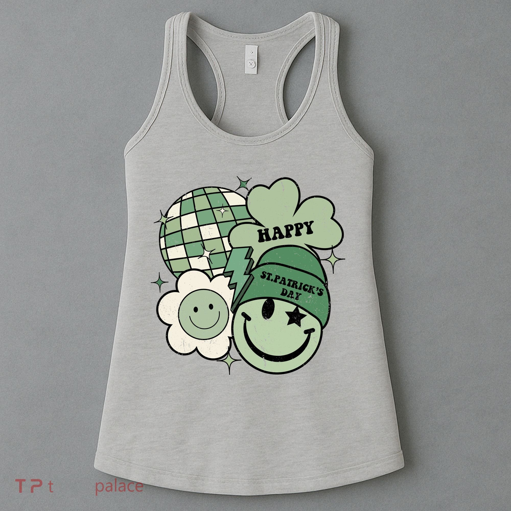 St Patricks Day Retro Smile Disco Party Women's Tank Top