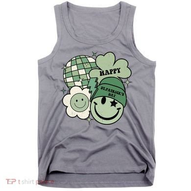 St Patricks Day Retro Smile Disco Party Tank Top