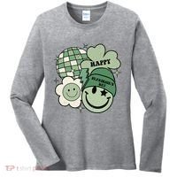St Patricks Day Retro Smile Disco Party Women's Long Sleeve Shirt thumb 0