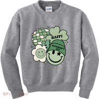St Patricks Day Retro Smile Disco Party Kids Sweatshirt thumb 0
