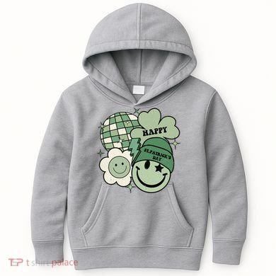 St Patricks Day Retro Smile Disco Party Kids Hoodie