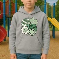 St Patricks Day Retro Smile Disco Party Kids Hoodie thumb 2