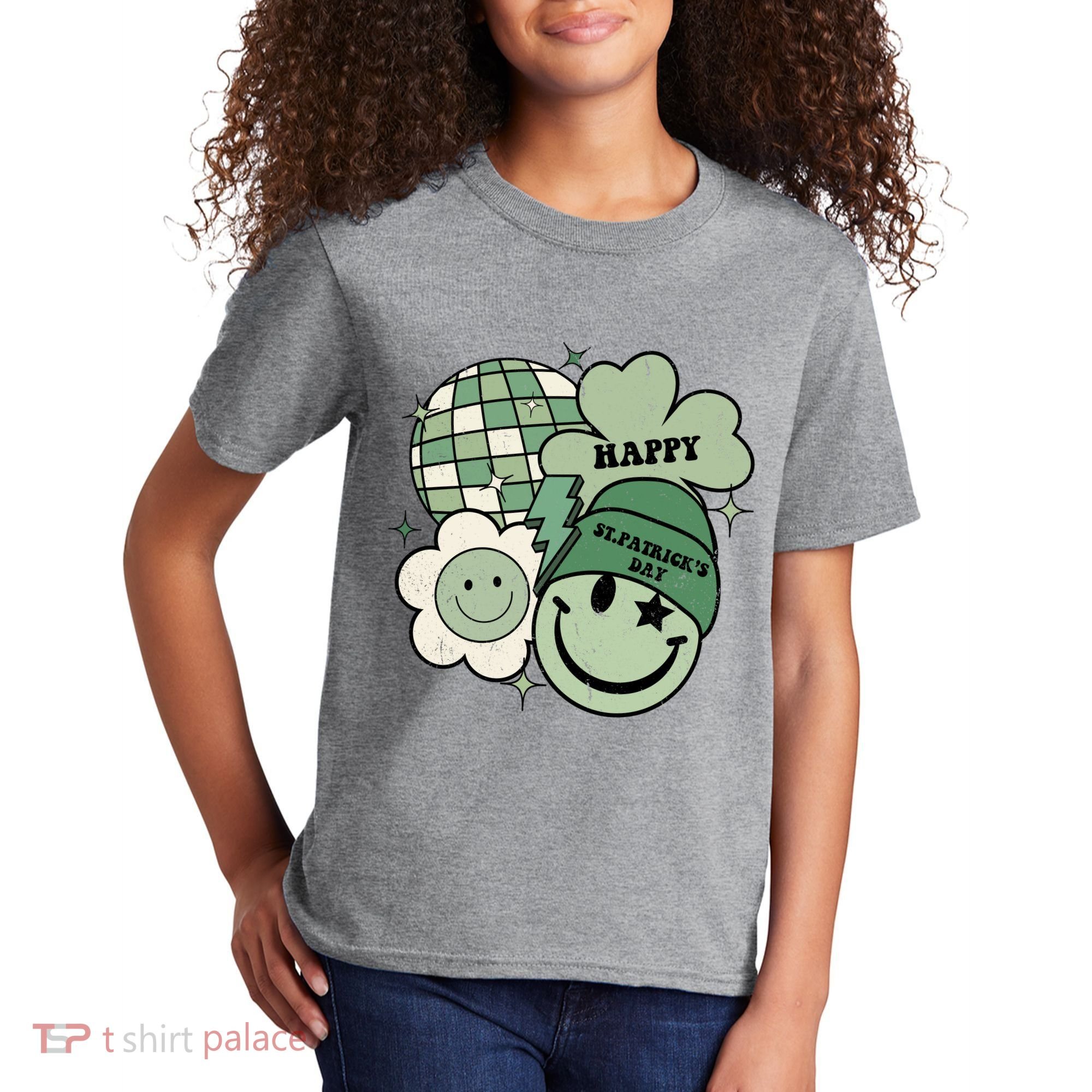 St Patricks Day Retro Smile Disco Party Kids T-Shirt