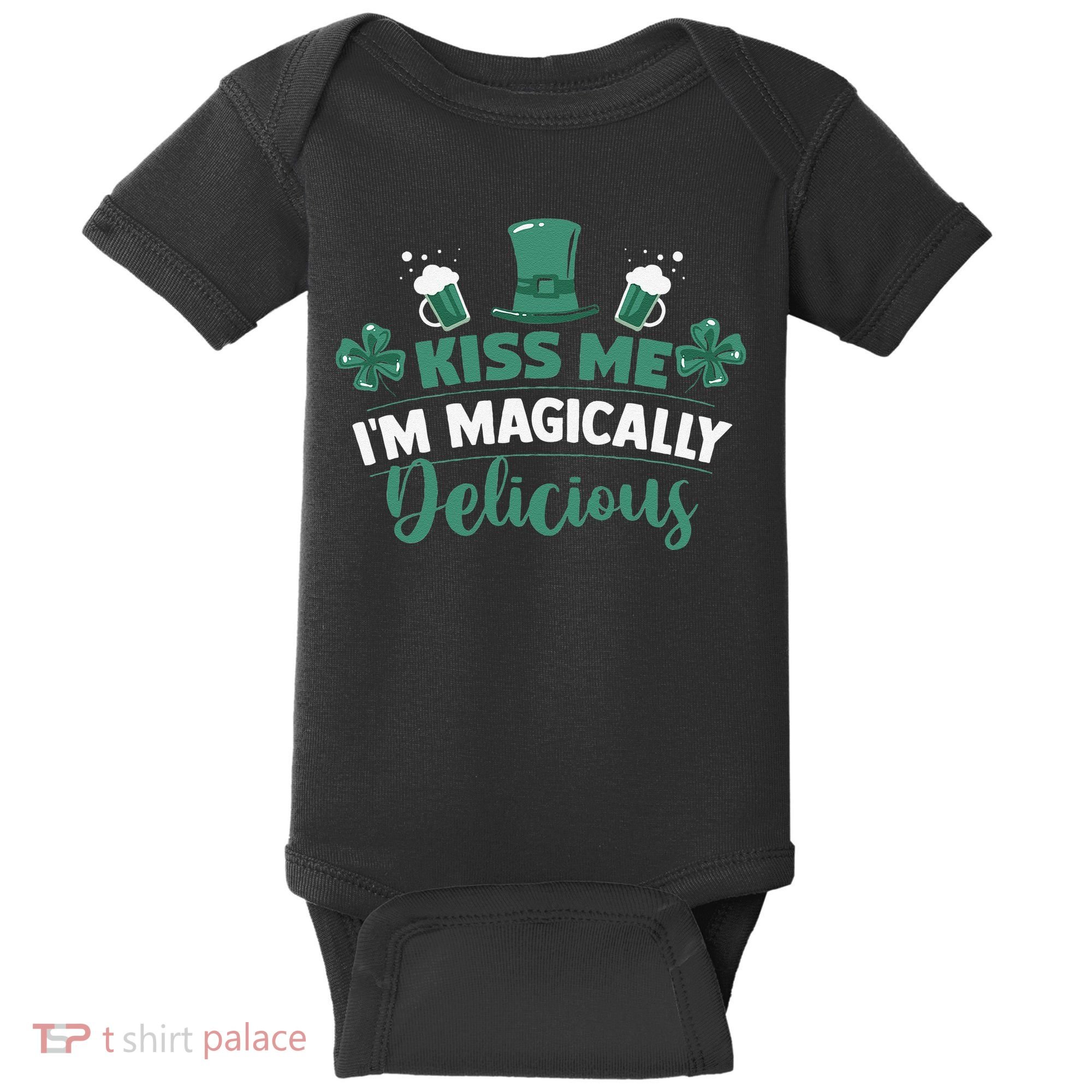 Saint Patrick's Day Shamrock Me I'm Magically Delicious Baby Bodysuit