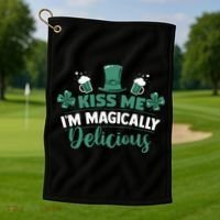 Saint Patrick's Day Shamrock Me I'm Magically Delicious Golf Towel thumb 1
