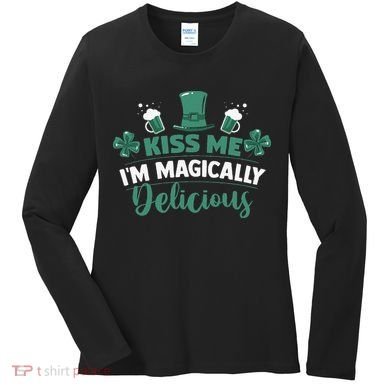 Saint Patrick's Day Shamrock Me I'm Magically Delicious Women's Long Sleeve Shirt