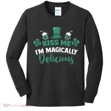 Saint Patrick's Day Shamrock Me I'm Magically Delicious Kids Long Sleeve Shirt