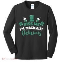 Saint Patrick's Day Shamrock Me I'm Magically Delicious Kids Long Sleeve Shirt thumb 0