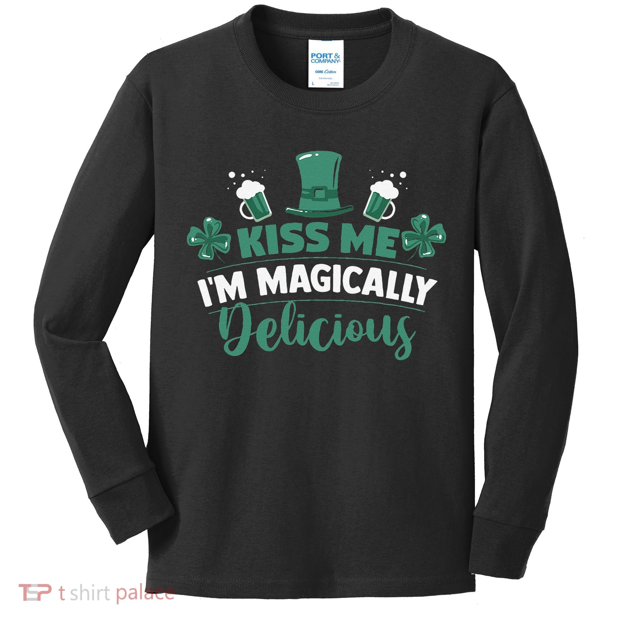 Saint Patrick's Day Shamrock Me I'm Magically Delicious Kids Long Sleeve Shirt