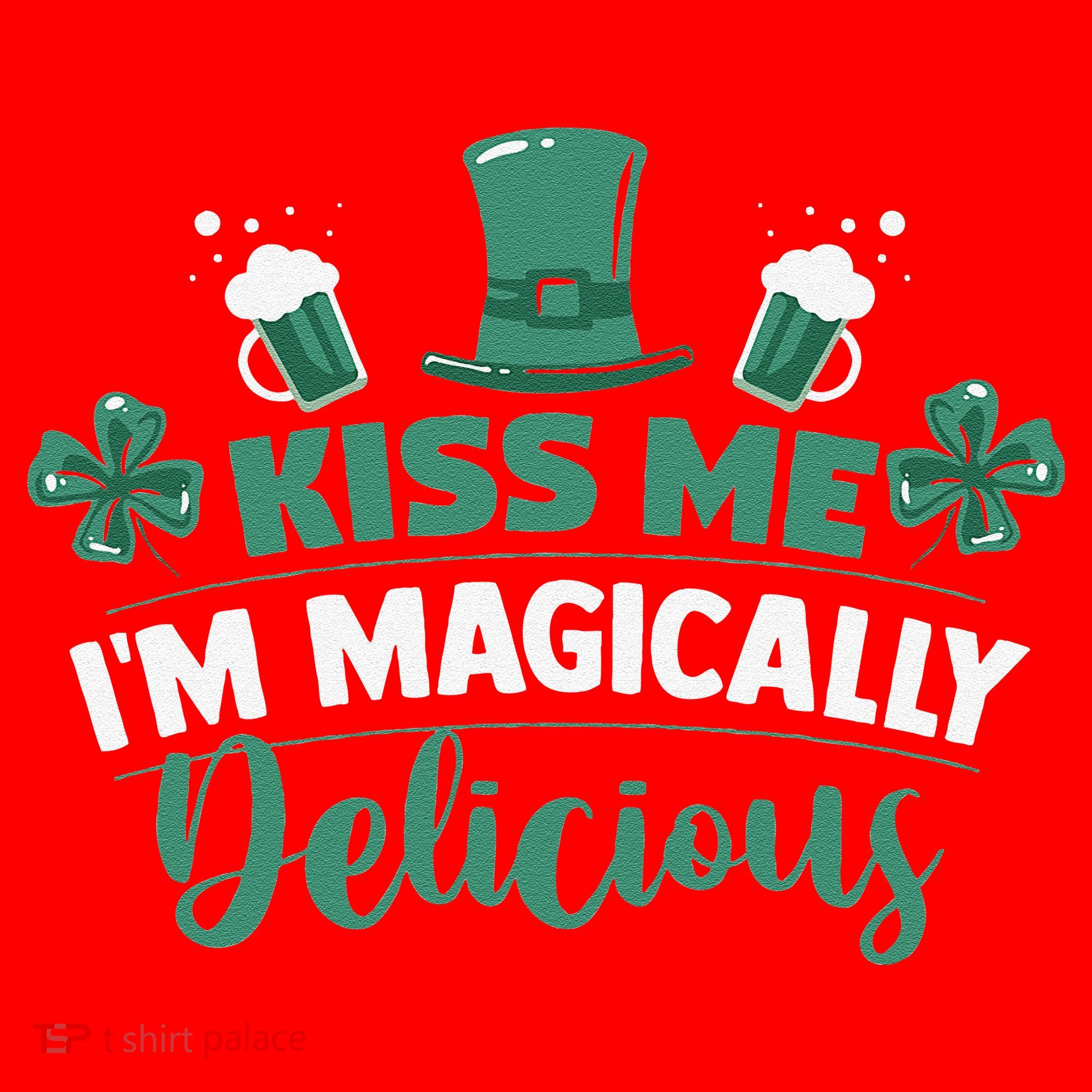 Saint Patrick's Day Shamrock Me I'm Magically Delicious Santa Hat