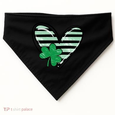 St Patrick's Day Clover Heart Holiday USA-Made Doggie Bandana