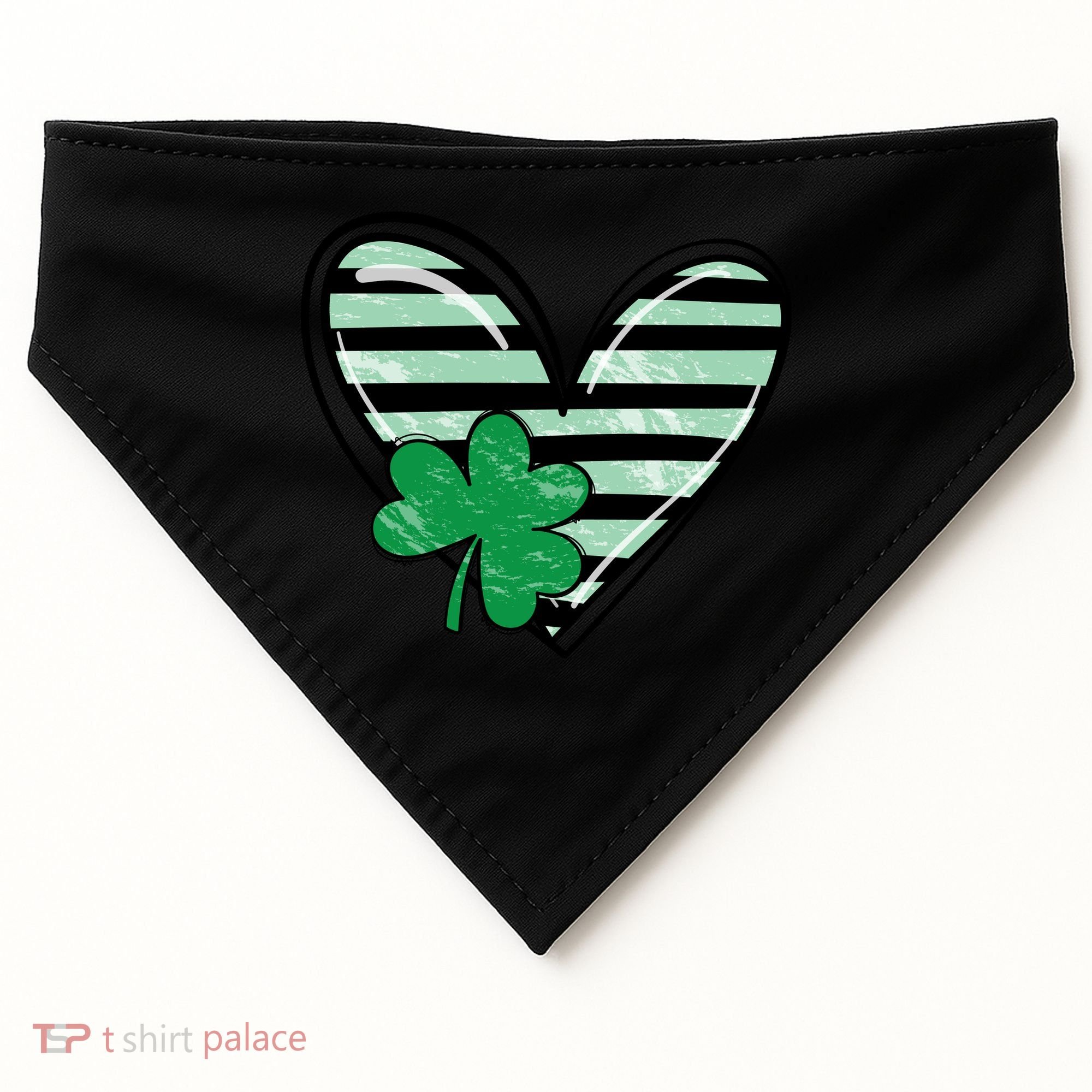 St Patrick's Day Clover Heart Holiday USA-Made Doggie Bandana