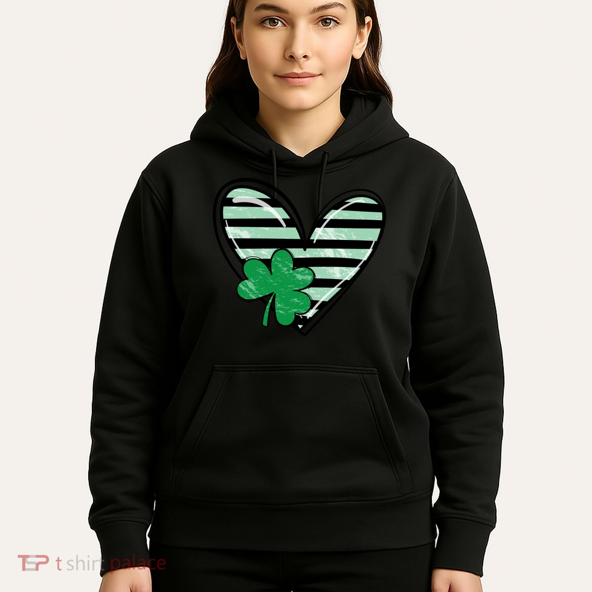 St Patrick's Day Clover Heart Holiday Hoodie