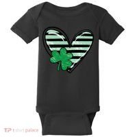 St Patrick's Day Clover Heart Holiday Baby Bodysuit thumb 0