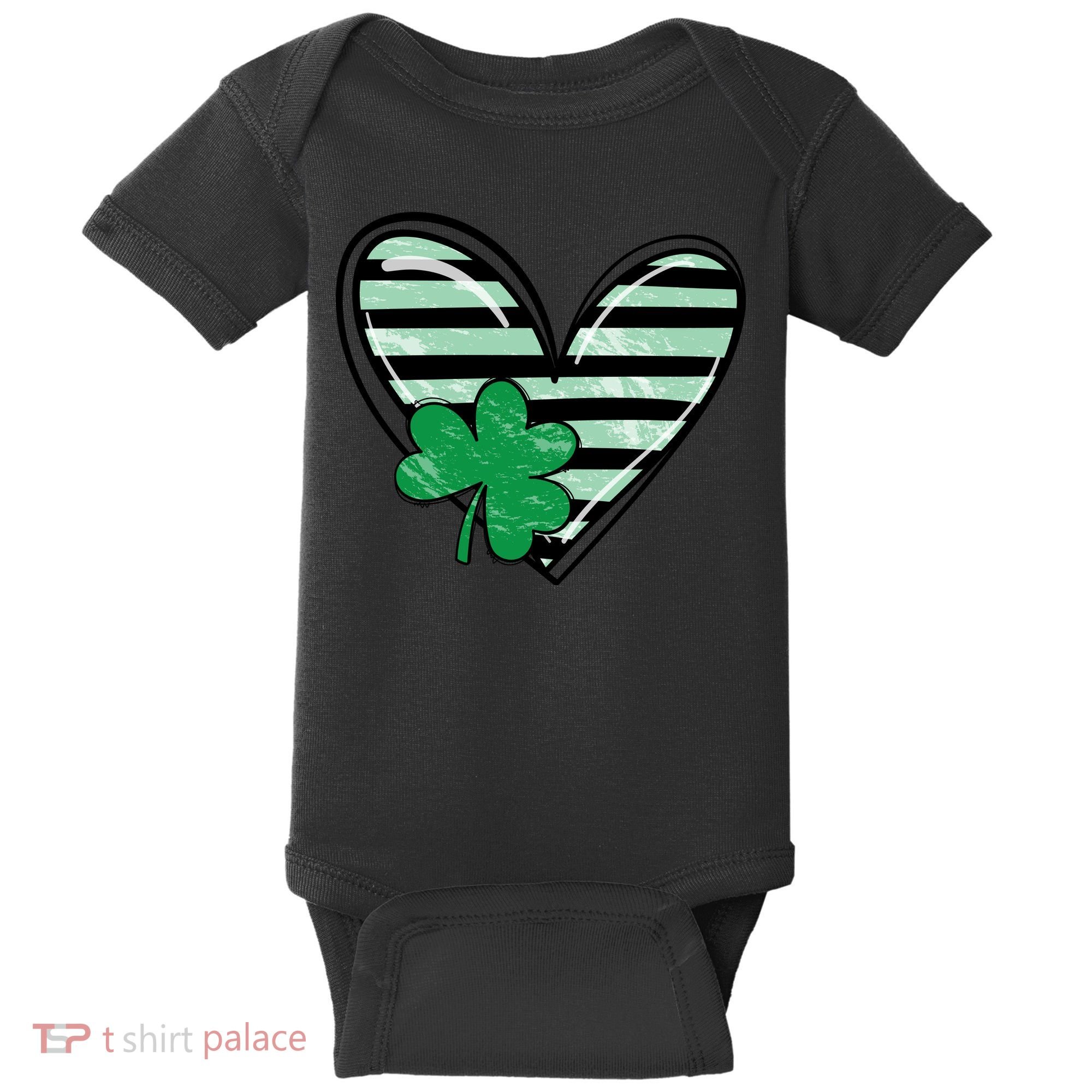 St Patrick's Day Clover Heart Holiday Baby Bodysuit