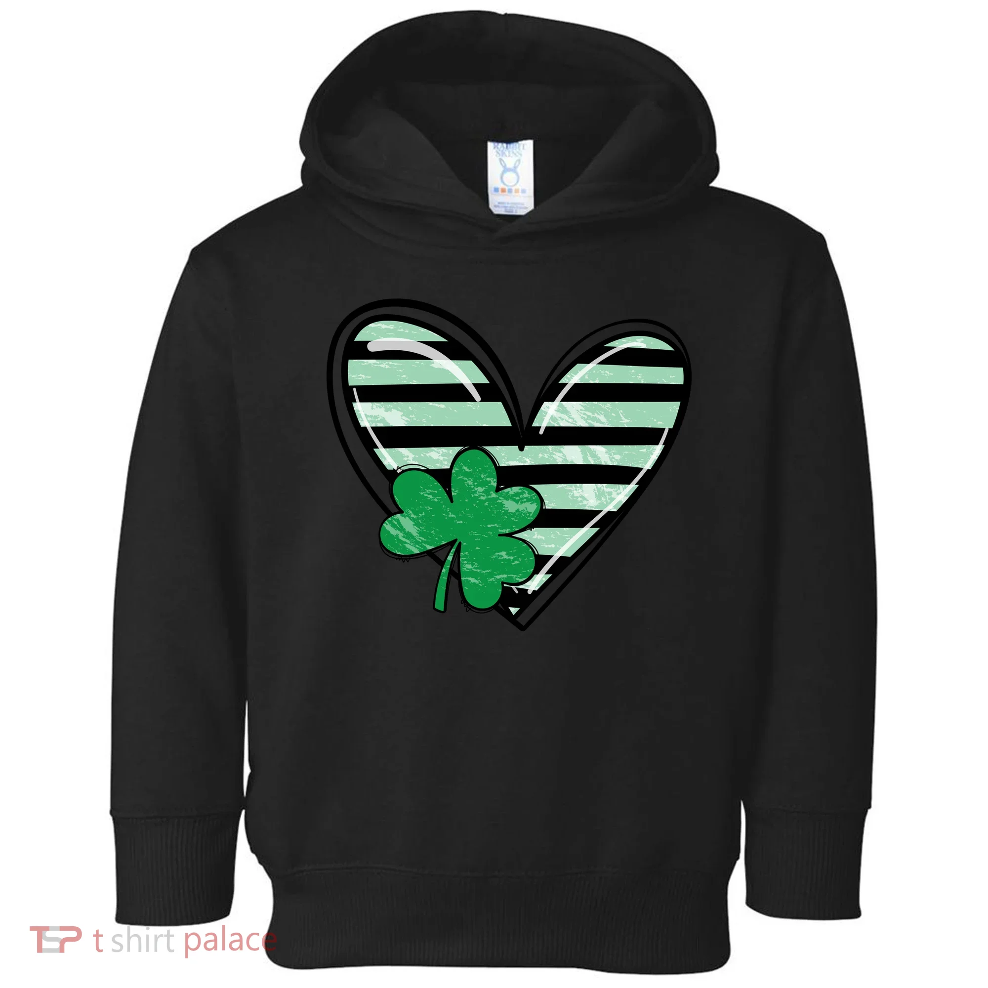 St Patrick's Day Clover Heart Holiday Toddler Hoodie