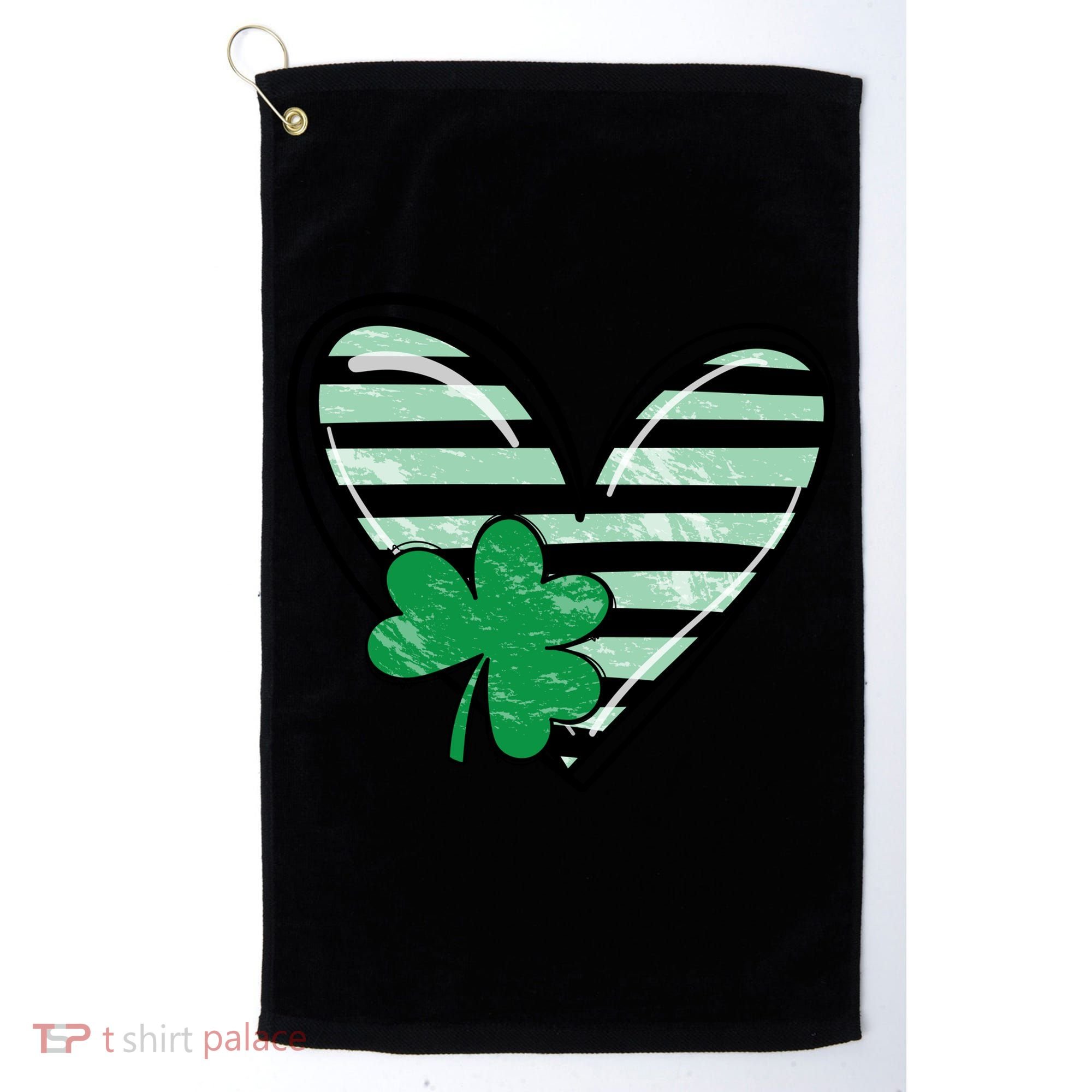 St Patrick's Day Clover Heart Holiday Golf Towel