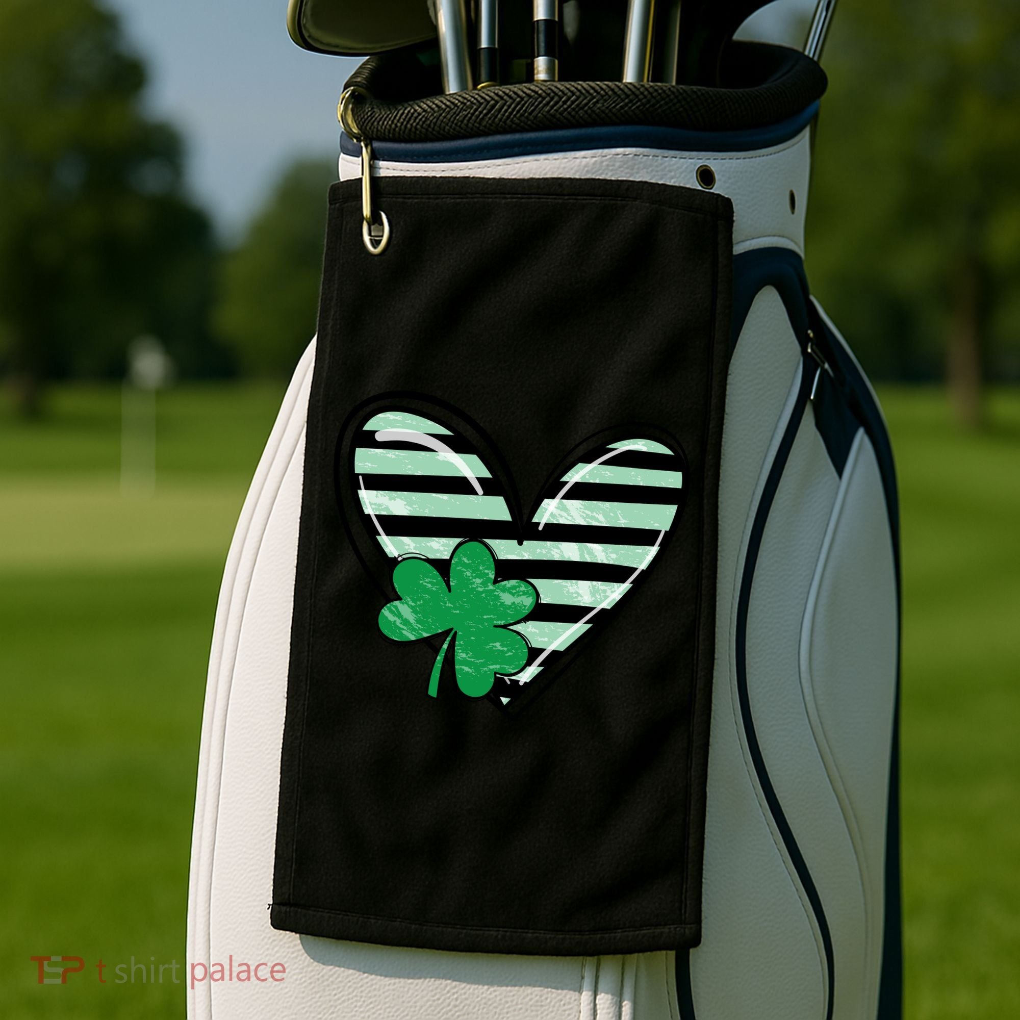 St Patrick's Day Clover Heart Holiday Golf Towel