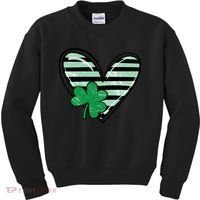 St Patrick's Day Clover Heart Holiday Kids Sweatshirt thumb 0