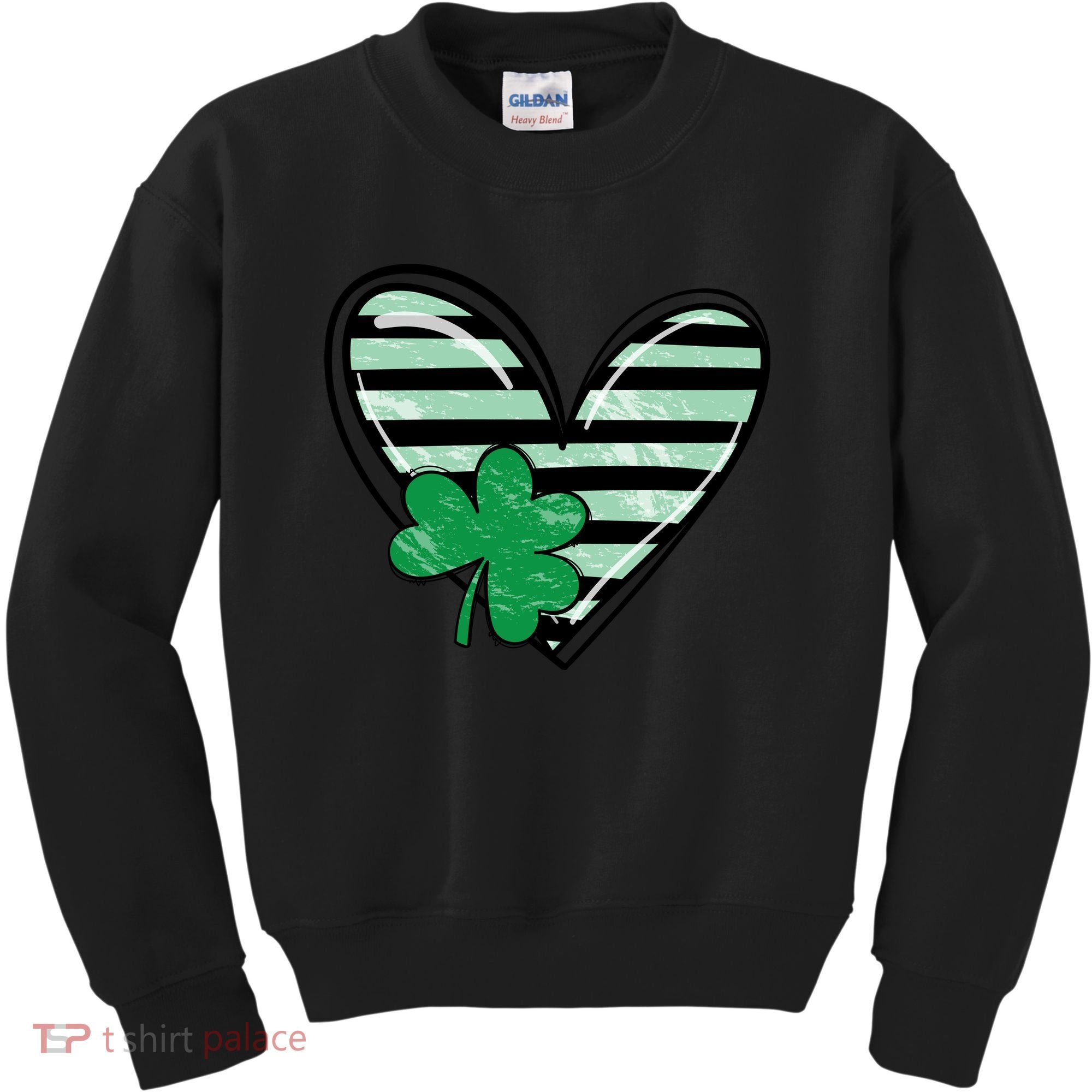 St Patrick's Day Clover Heart Holiday Kids Sweatshirt