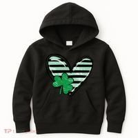 St Patrick's Day Clover Heart Holiday Kids Hoodie thumb 0