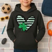 St Patrick's Day Clover Heart Holiday Kids Hoodie thumb 2