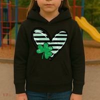 St Patrick's Day Clover Heart Holiday Kids Hoodie thumb 3