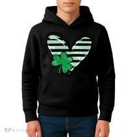 St Patrick's Day Clover Heart Holiday Kids Hoodie thumb 4