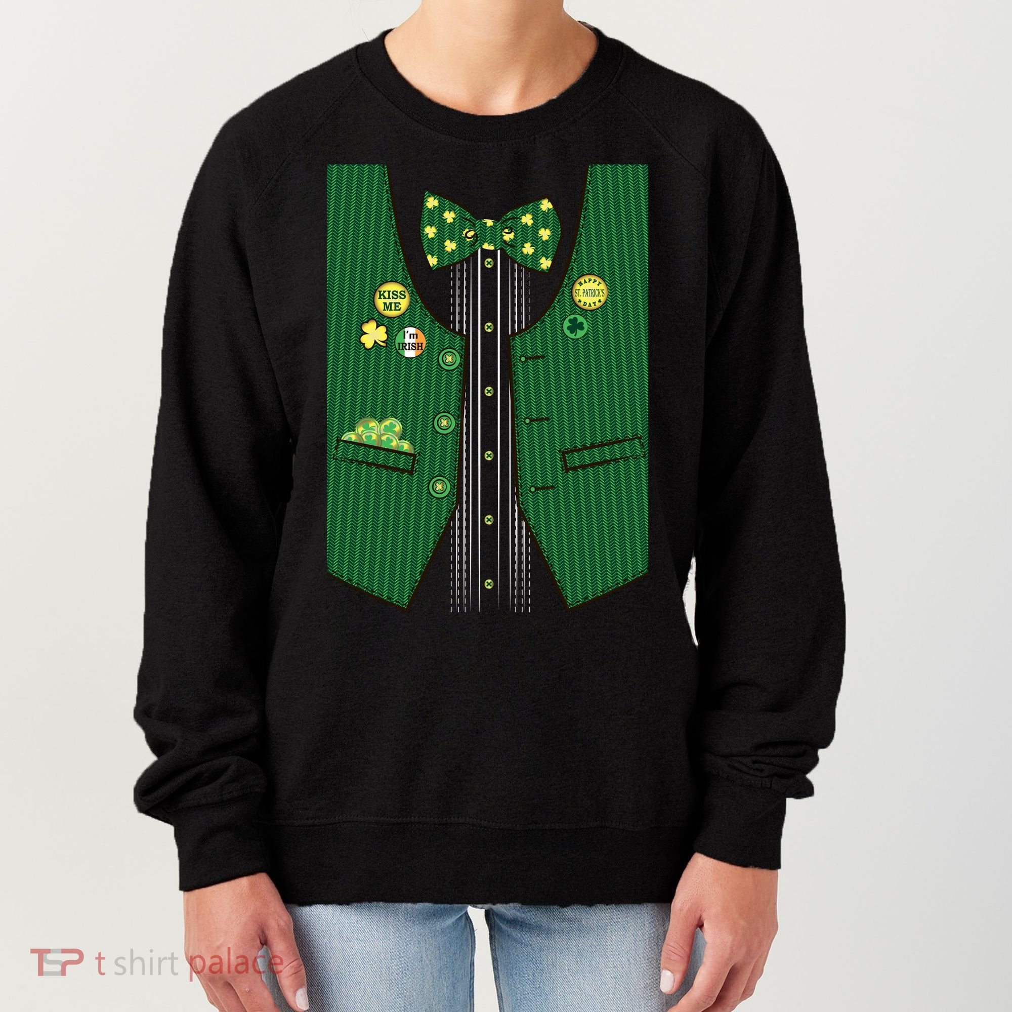 St Patricks Day Lucky Shamrock Vest Costume Women's Sweatshirt
