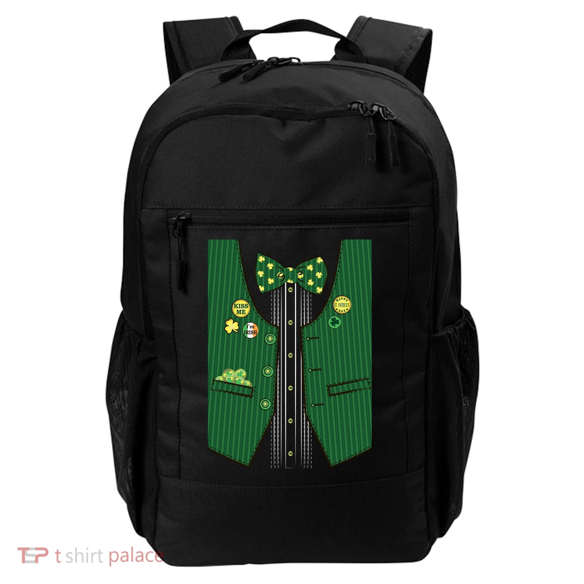 St Patricks Day Lucky Shamrock Vest Costume Backpack