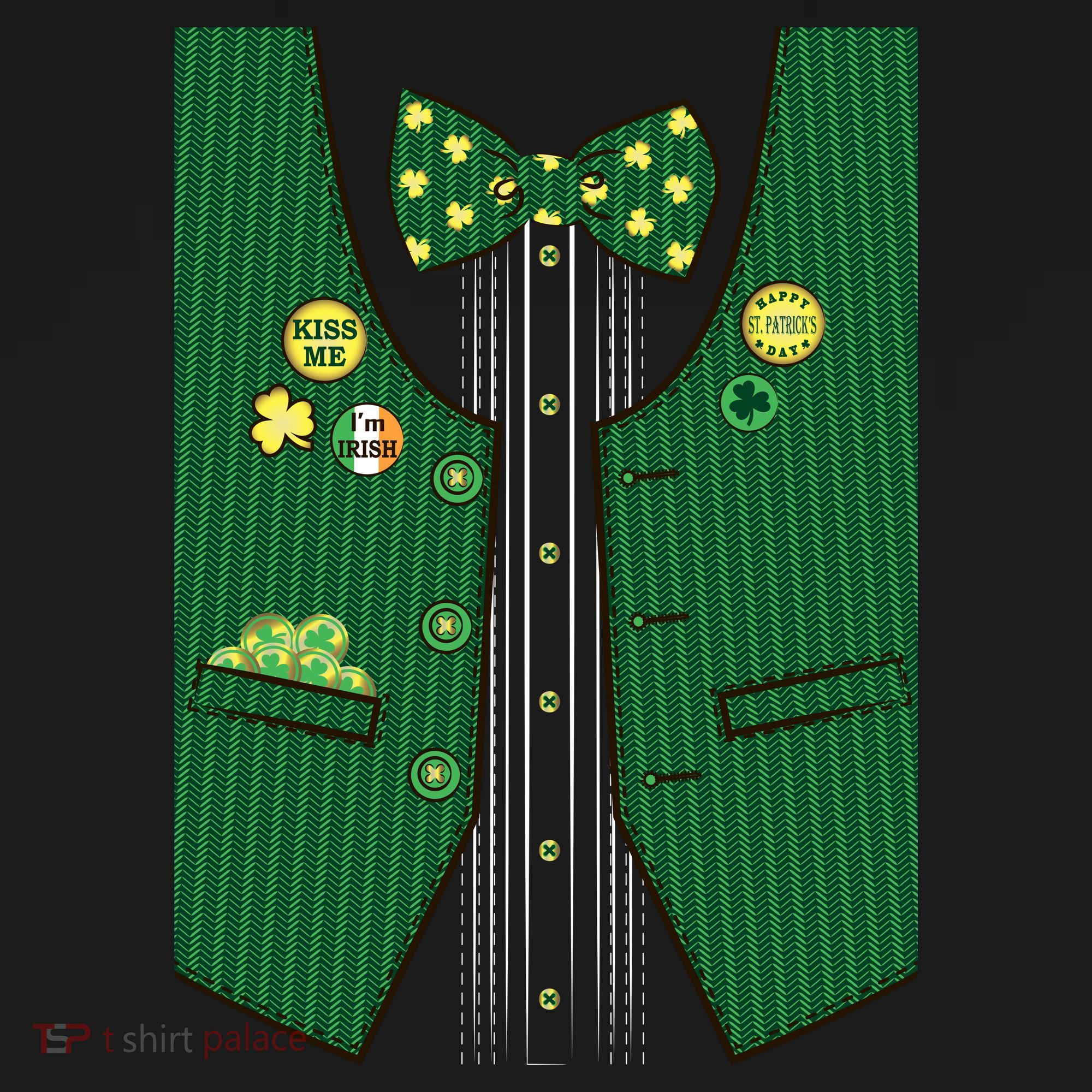 St Patricks Day Lucky Shamrock Vest Costume Backpack